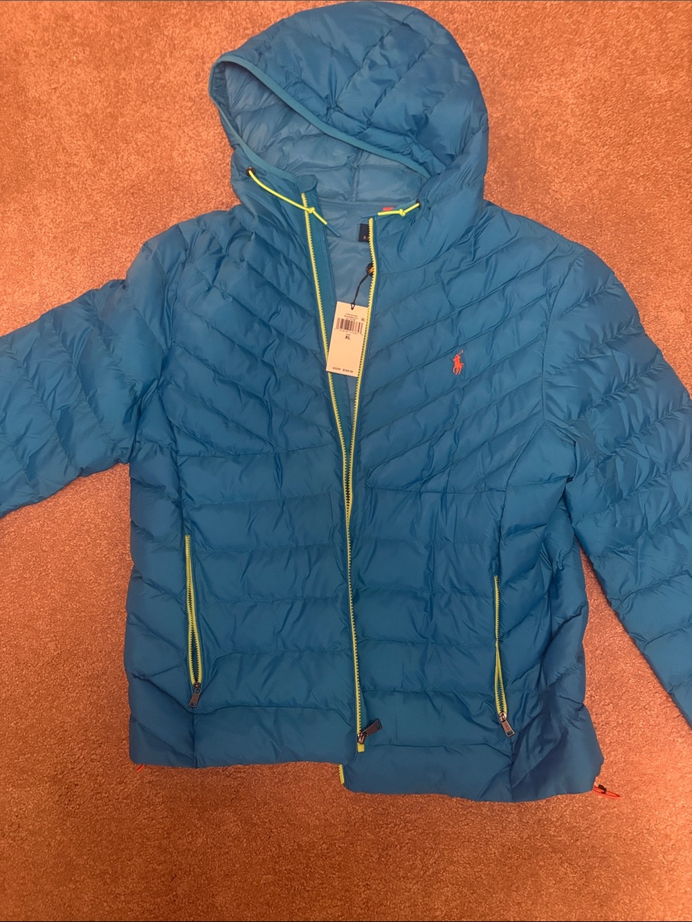 Polo by Ralph Lauren Teal/Blue Hooded Puffer Jacket for Kids